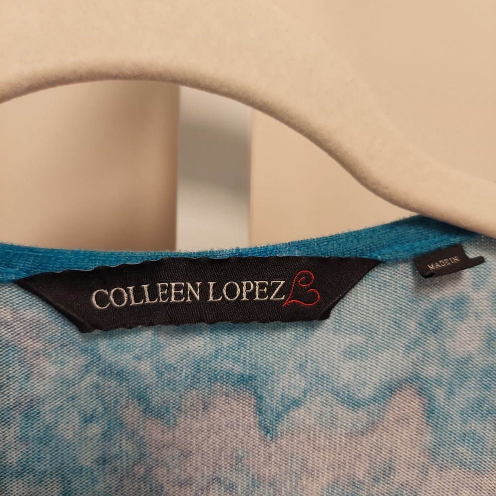 Colleen Lopez Blue Marble Tie Dye Open Front Tie Cardigan XL Transitional Layer - Picture 5 of 8